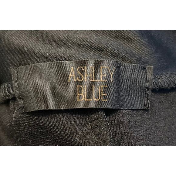 1X Ashley Blue Skirt Elastic Waist Gold Rivet Embellishment Black Slit - Picture 6 of 9